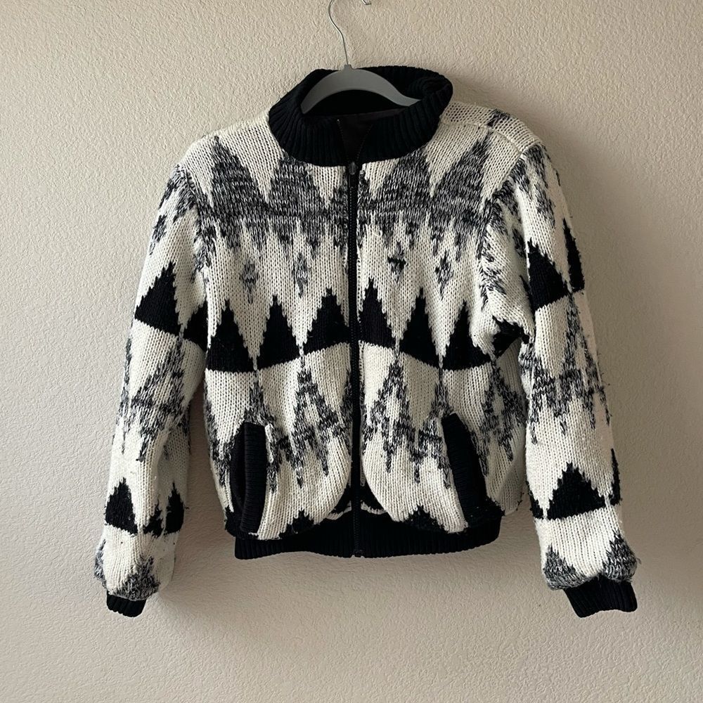 ‎Vintage knit boho bomber jacket